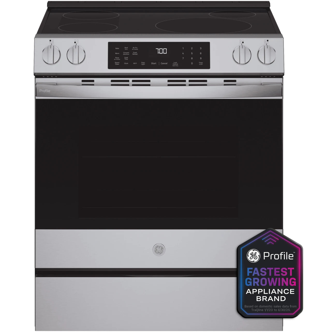 GE Profile PHS700AYFS 30 inch fingerprint-resistant stainless steel smart slide-in induction range available as a new scratch-and-dent deal at Deals Depot in Detroit