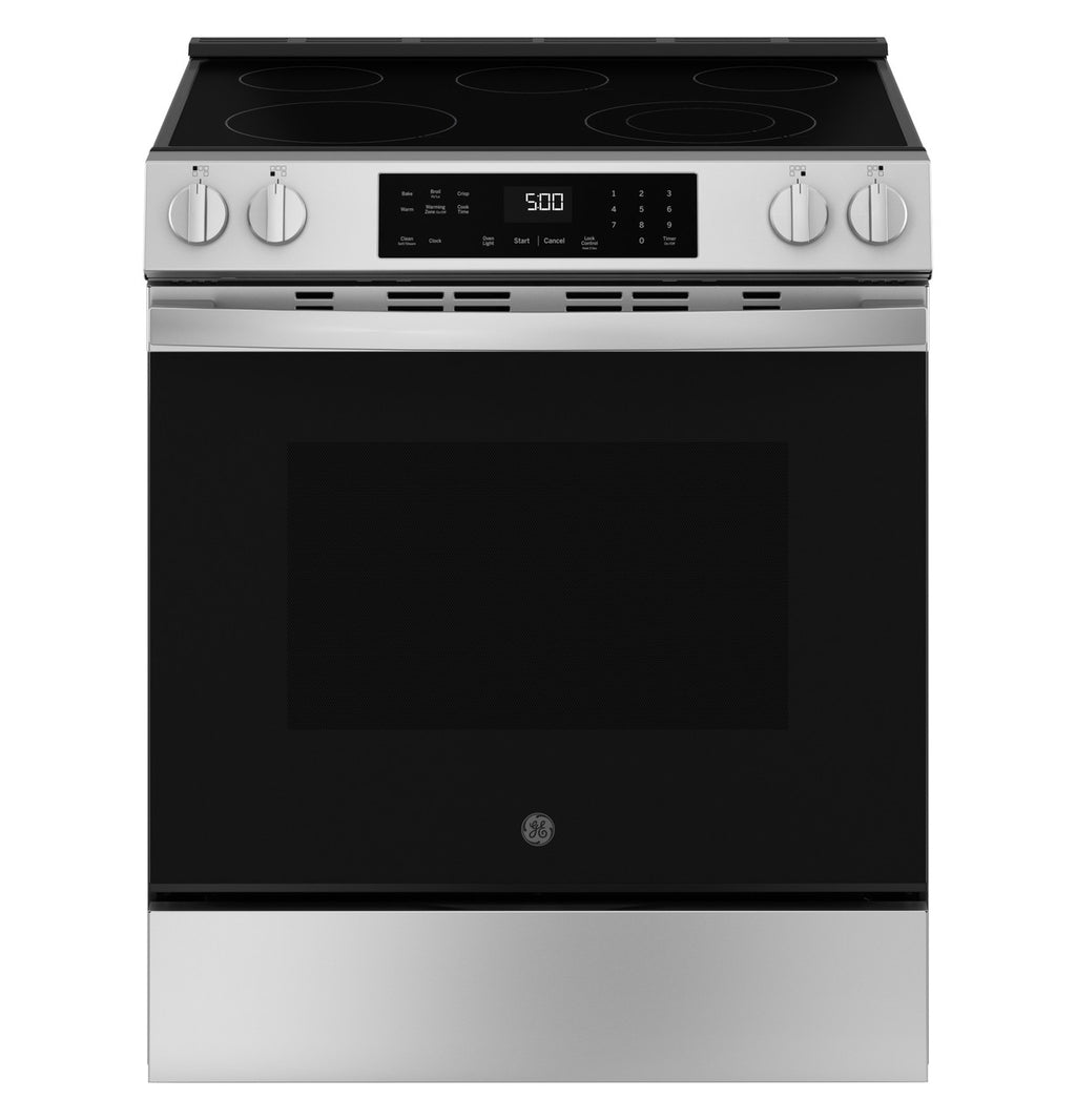 GE GRS500PVSS 30 inch stainless steel slide-in electric range available as a new scratch-and-dent deal at Deals Depot in Detroit
