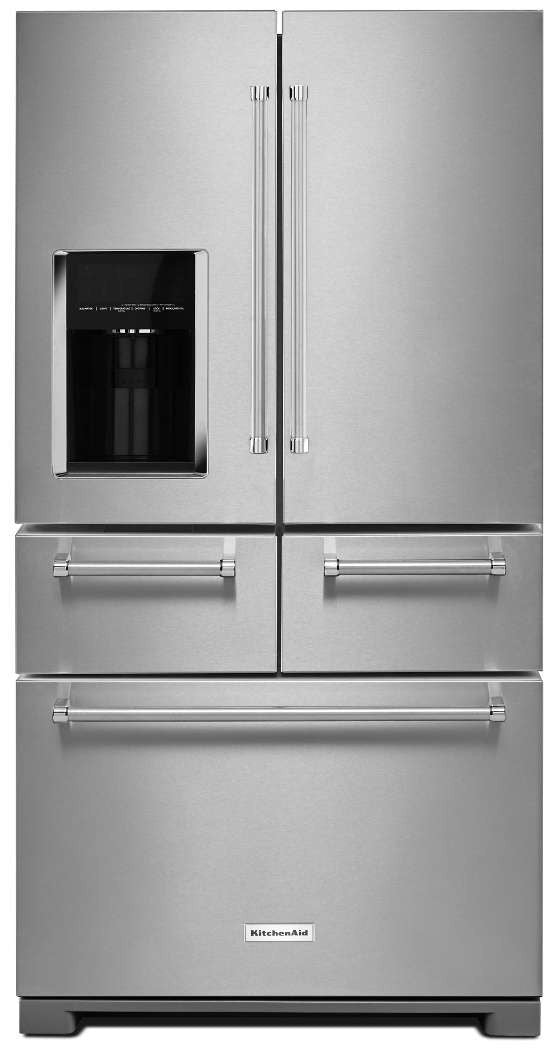 KitchenAid KRMF706ESS06 5-Door French Door Refrigerator (Temporary Stock Photo) - Open Box - Excellent Condition | Luxury Refrigerator - Detroit