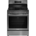Frigidaire Gallery GCRE3060BD 30 inch black stainless steel freestanding electric range available as a new scratch-and-dent deal at Deals Depot in Detroit