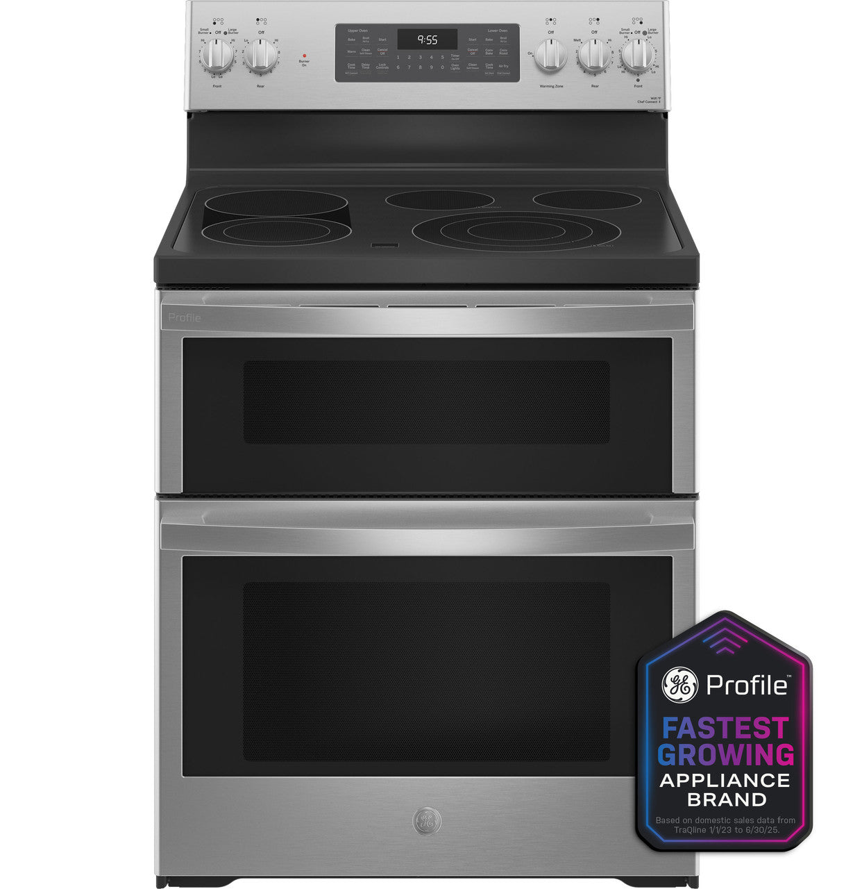 GE Profile PB965YPFS 30 inch fingerprint-resistant stainless steel smart electric double oven range available as a new scratch-and-dent deal at Deals Depot in Detroit
